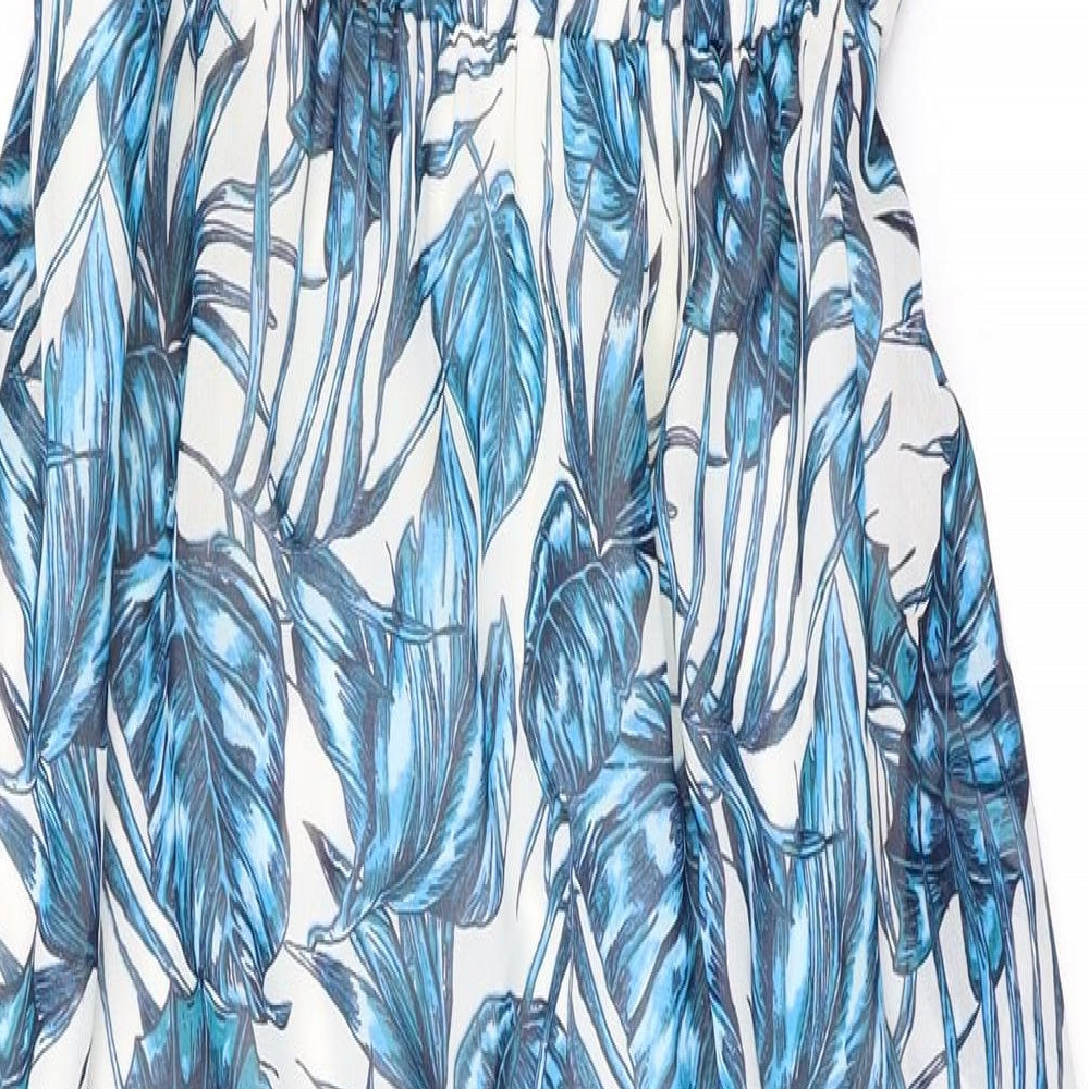 Divided by H&M Womens Blue Floral Polyester Maxi Size 6 Halter Button