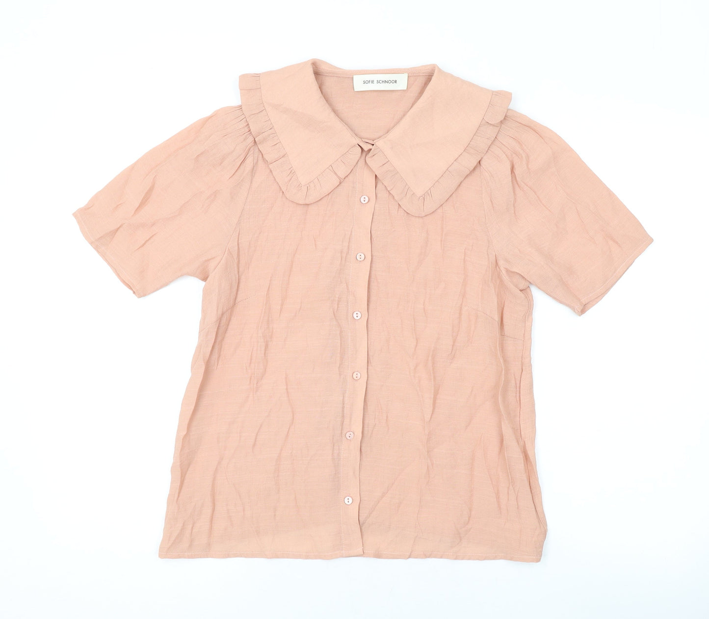 Sofie Schnoor Womens Pink Polyester Basic Button-Up Size XS Collared