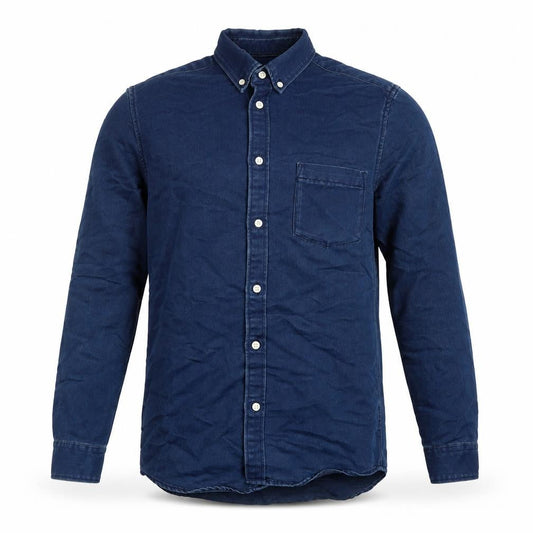 H&M Mens Blue Cotton Button-Up Size S Collared Button