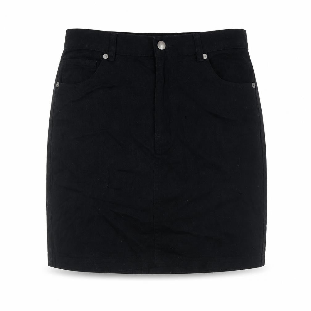 Monki Womens Black Cotton A-Line Skirt Size S Zip