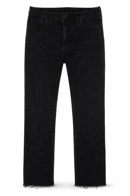 &Denim Womens Black Cotton Straight Jeans Size 29 in L28 in Regular Zip - Raw Hem