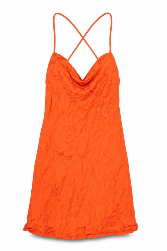 Zara Womens Orange Viscose Mini Size M Cowl Neck Pullover