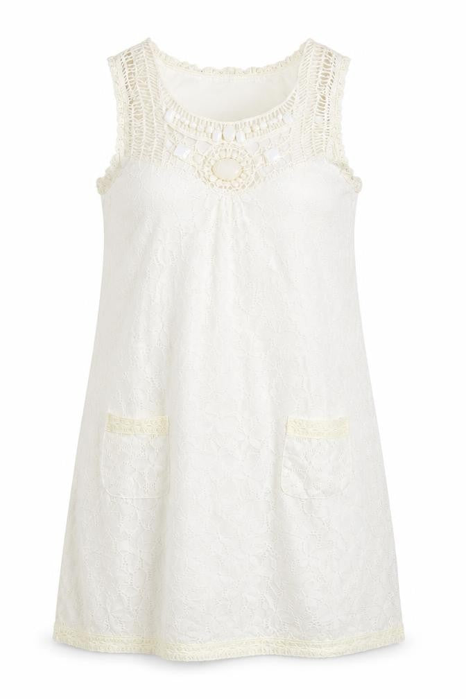 CULTURE Womens Ivory Polyester A-Line Size 12 Round Neck Pullover - Beaded Neckline