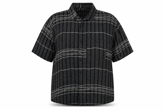 Gabicci Womens Black Geometric Viscose Basic Button-Up Size 2XL Collared