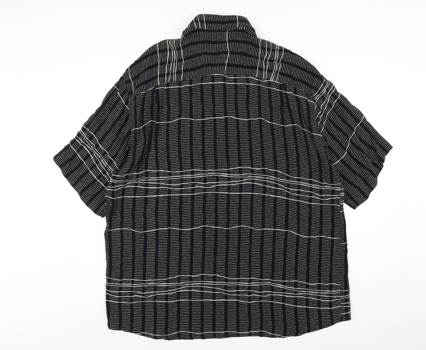 Gabicci Womens Black Geometric Viscose Basic Button-Up Size 2XL Collared