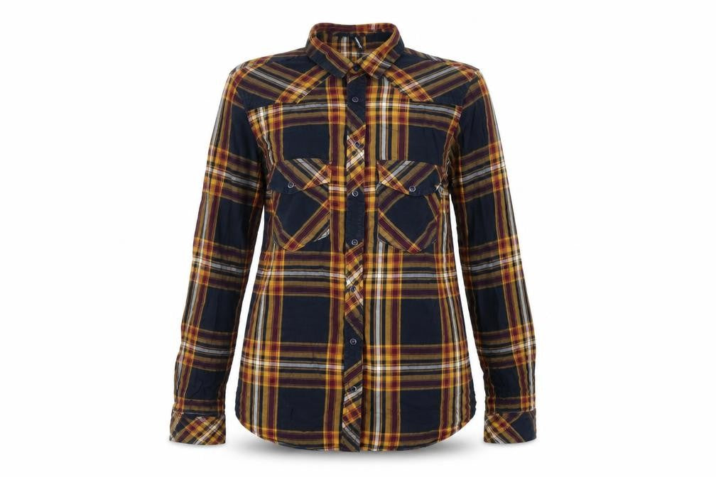 Stradivarius Womens Multicoloured Plaid Cotton Basic Button-Up Size S Collared