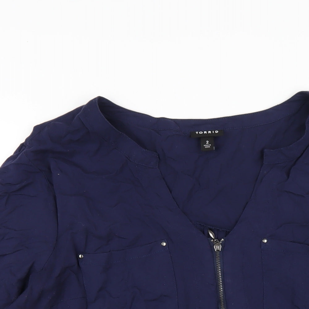 Torrid Womens Blue Viscose Basic T-Shirt Size 10 V-Neck