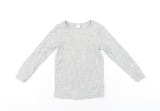 H&M Girls Grey Cotton Basic T-Shirt Size 3 Years Round Neck Pullover