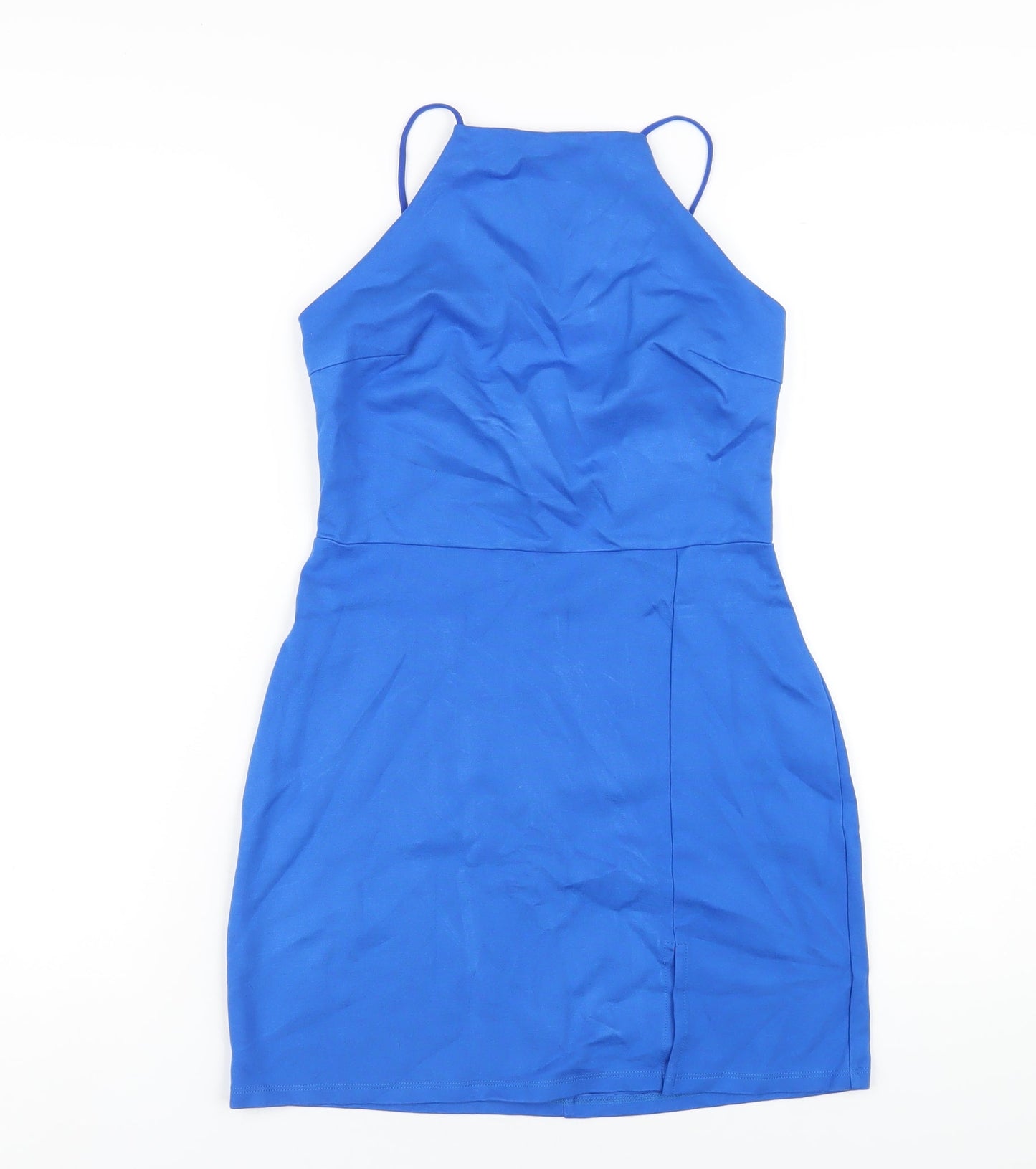 Stradivarius Womens Blue Viscose Mini Size M Square Neck Pullover