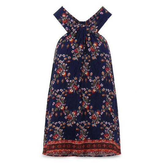 Chloe & Katie Womens Multicoloured Geometric Viscose Basic T-Shirt Size S Halter