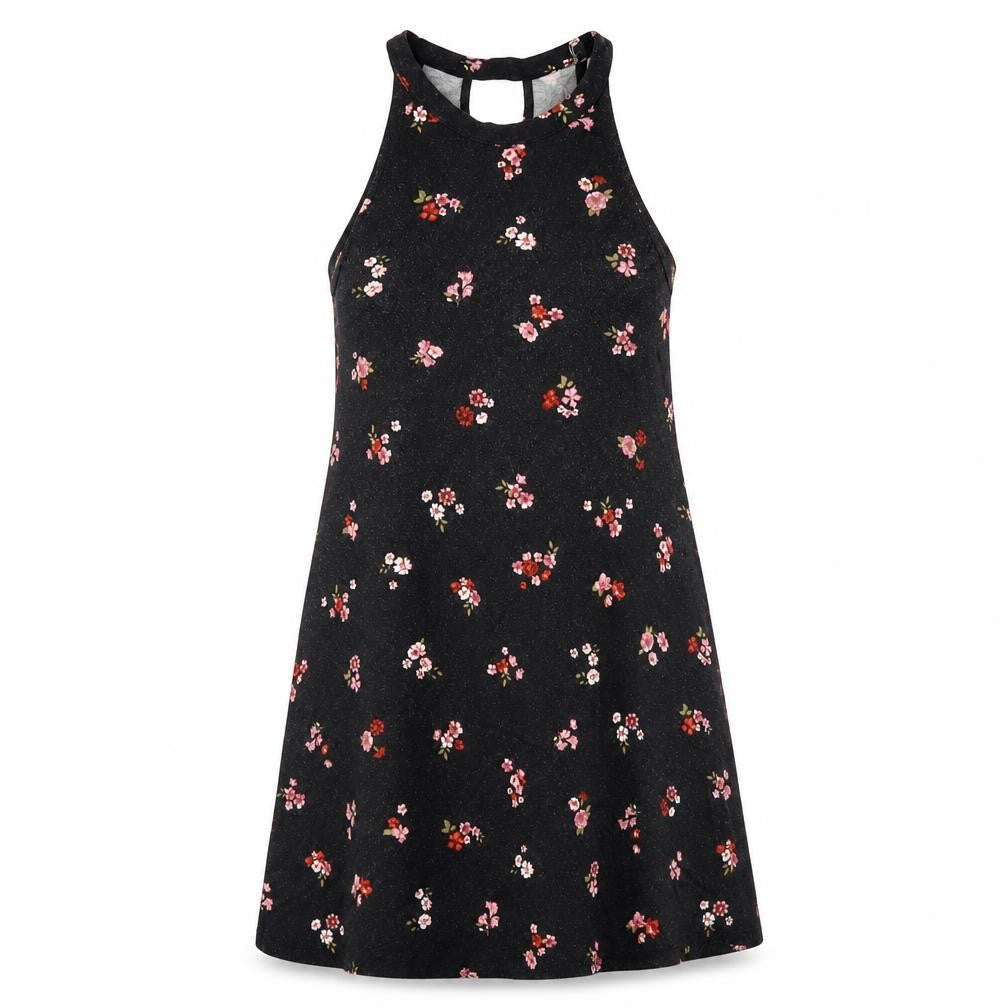 Pull&Bear Womens Black Floral Viscose A-Line Size S Round Neck Pullover