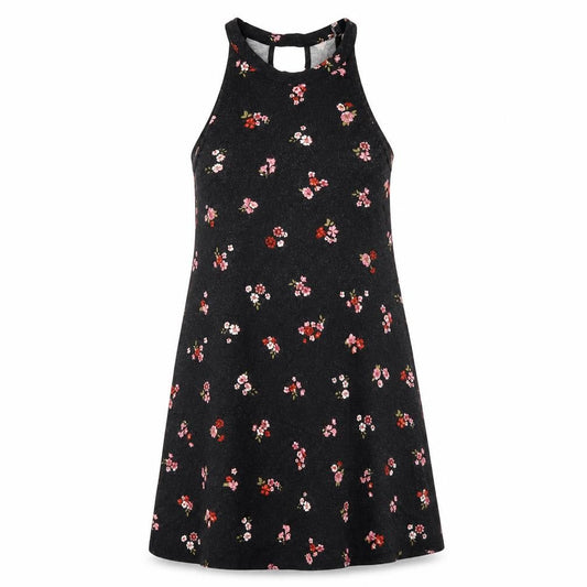 Pull&Bear Womens Black Floral Viscose A-Line Size S Round Neck Pullover
