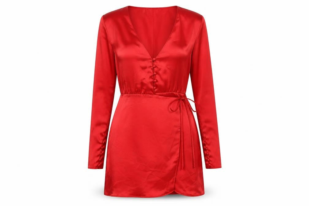 Zara Womens Red Polyester A-Line Size XS V-Neck Button