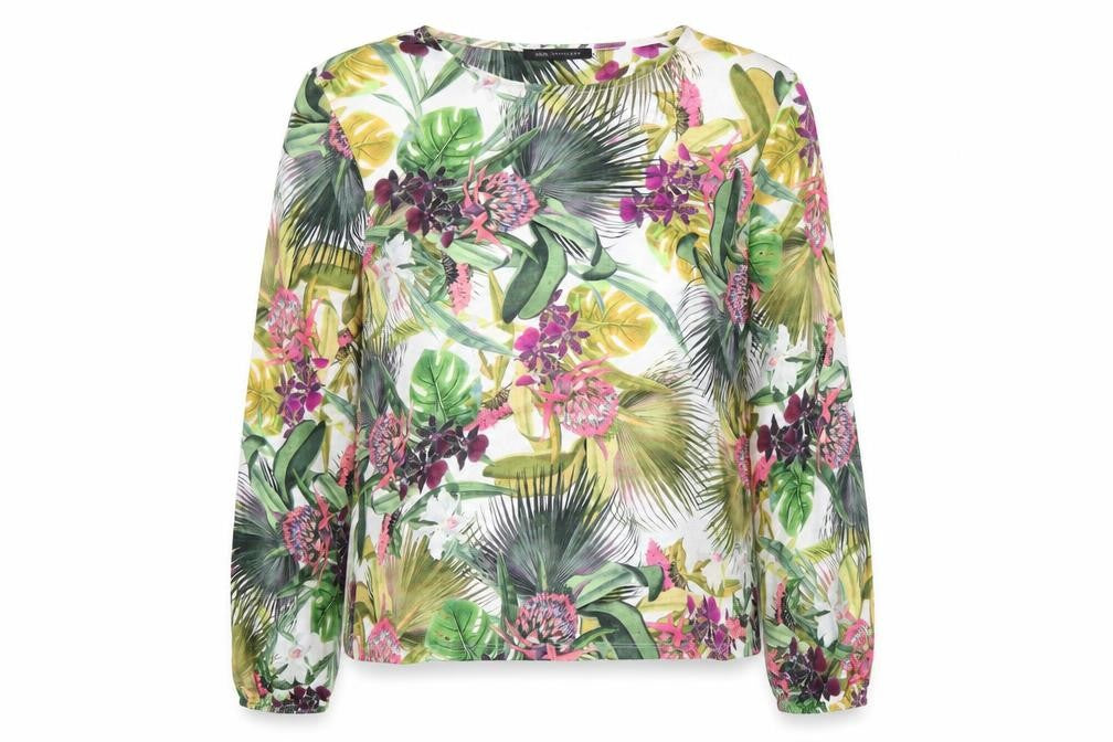 marksand Womens Multicoloured Floral Patent Leather Basic T-Shirt Size 12 Round Neck