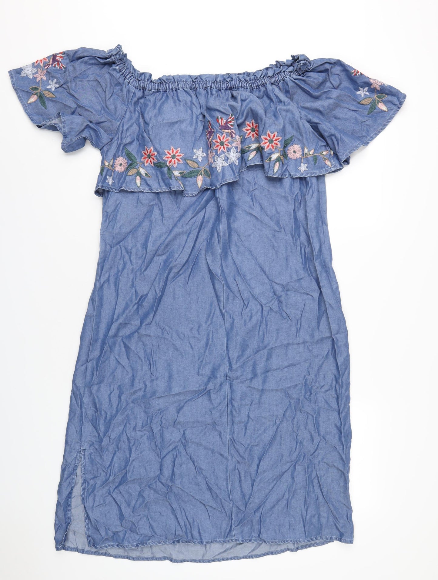 Marks and Spencer Womens Blue Lyocell A-Line Size 14 Off the Shoulder Pullover