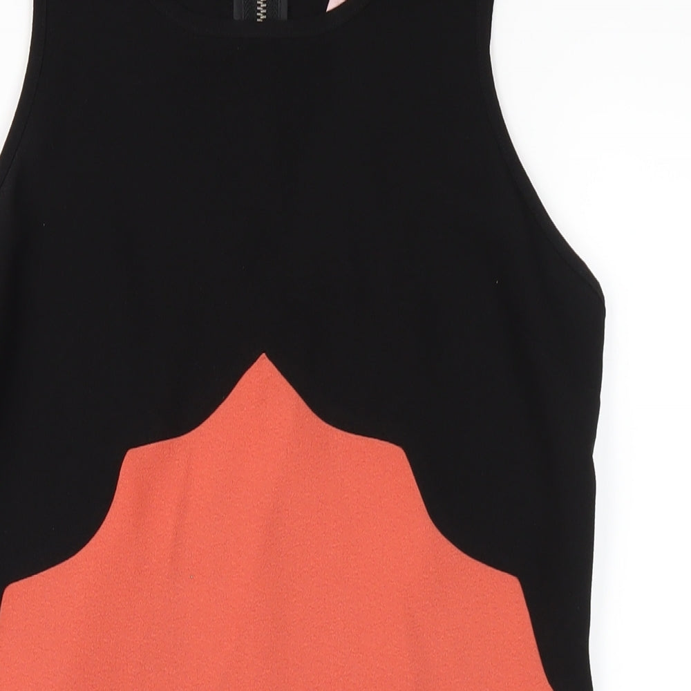 Lipsy Womens Black Polyester A-Line Size 8 Round Neck Zip