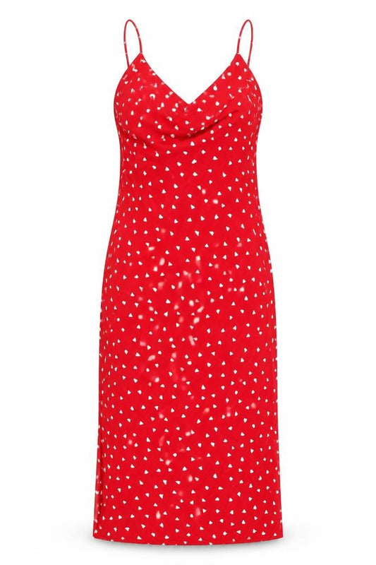 Nasty Gal Womens Red Geometric Polyester Slip Dress Size 12 Cowl Neck Zip