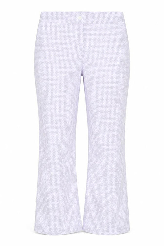 Boohoo Womens Purple Geometric Polyester Trousers Size 16 L32 in Regular Zip
