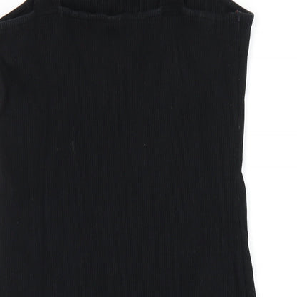 Brand and care label for ASOS women’s black cotton bodycon, size UK 12, square neck pullover