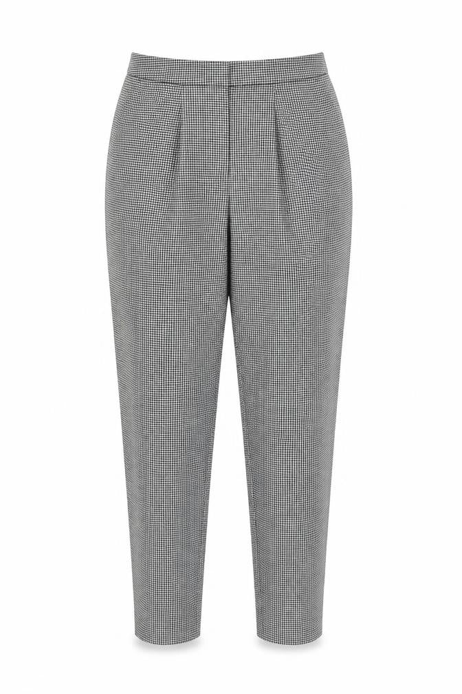 New Look Womens Grey Geometric Polyester Trousers Size 10 L26 in Regular Zip - Houndstooth