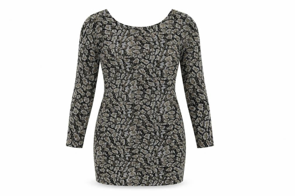 Topshop Womens Black Geometric Nylon Mini Size 8 Round Neck Pullover