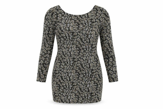 Topshop Womens Black Geometric Nylon Mini Size 8 Round Neck Pullover