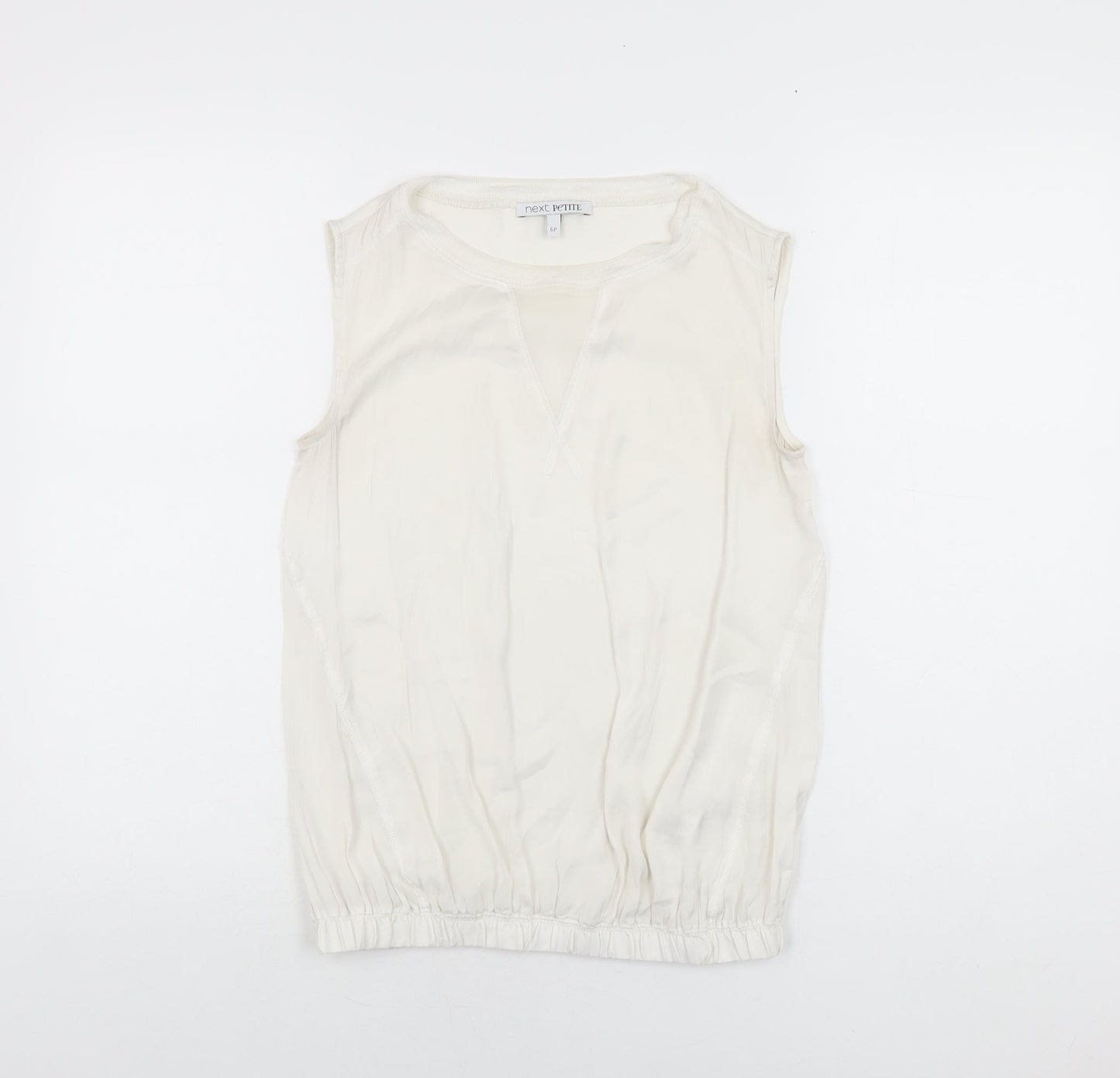 NEXT Womens White Polyester Basic Blouse Size 6 Round Neck