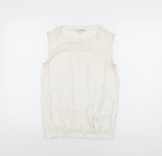 NEXT Womens White Polyester Basic Blouse Size 6 Round Neck
