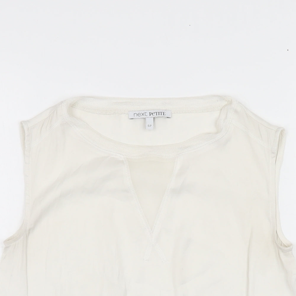 NEXT Womens White Polyester Basic Blouse Size 6 Round Neck