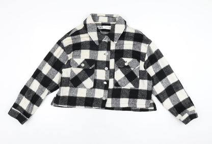 Zara Womens Black Geometric Jacket Size L Button