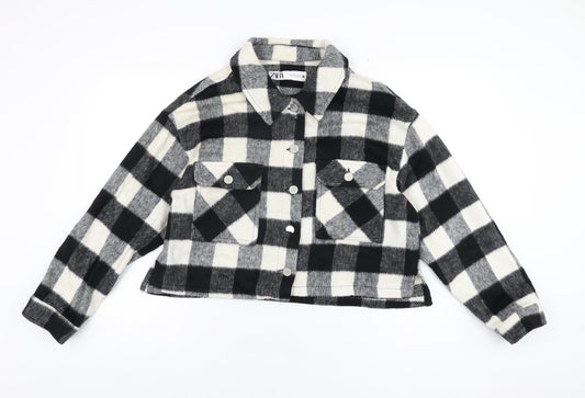 Zara Womens Black Geometric Jacket Size L Button