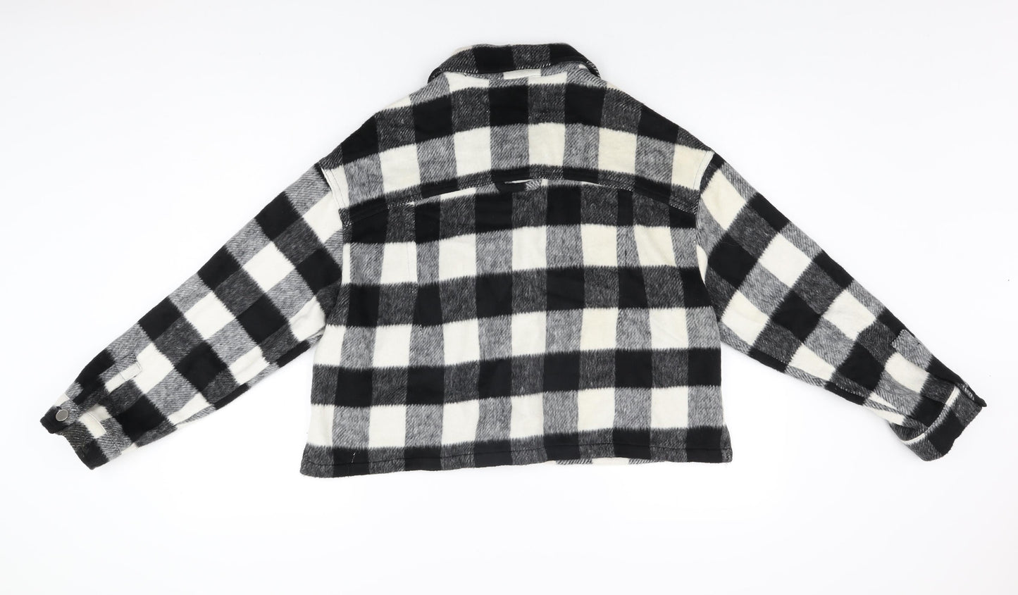 Zara Womens Black Geometric Jacket Size L Button