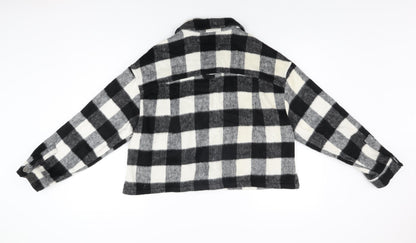 Zara Womens Black Geometric Jacket Size L Button