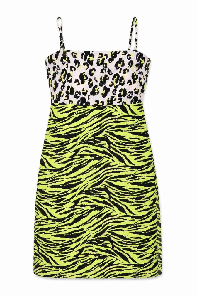 Miss Selfridge Womens Multicoloured Animal Print Polyester A-Line Size 14 Square Neck Zip