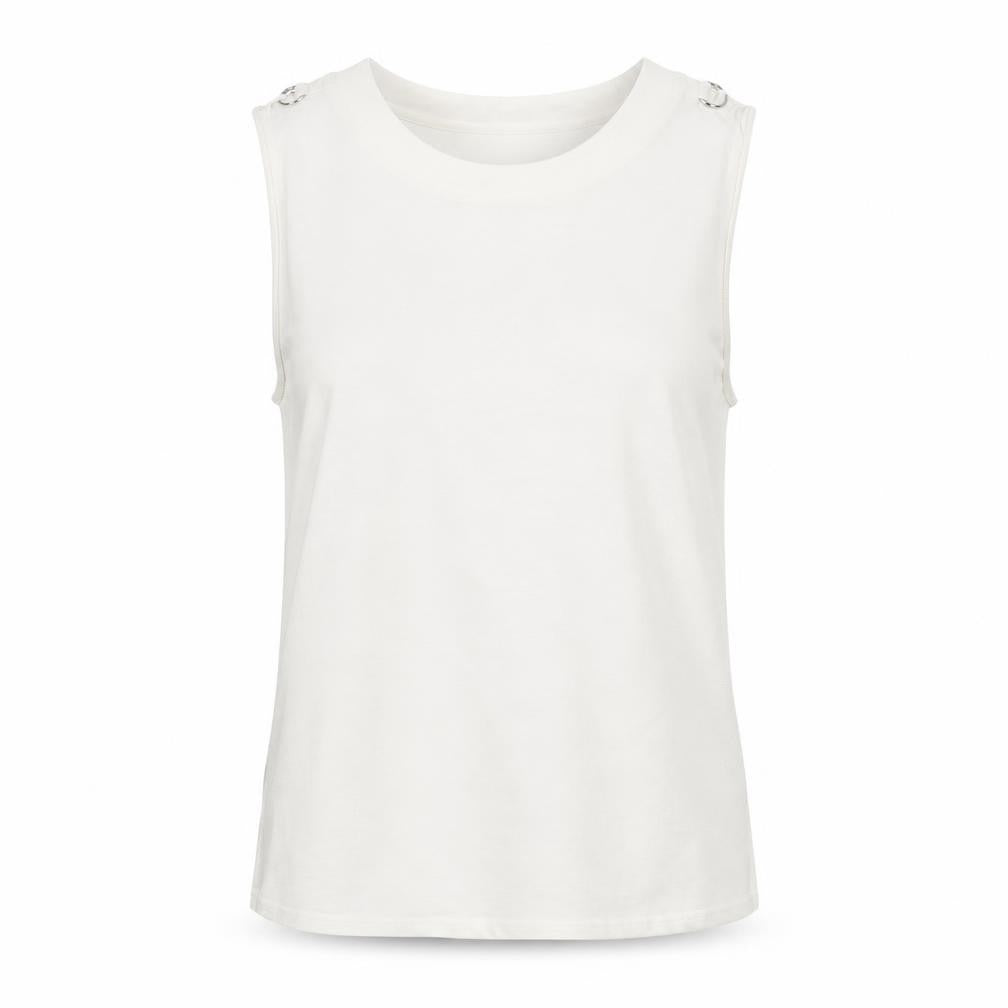 New Look Womens White Polyester Basic T-Shirt Size 8 Round Neck