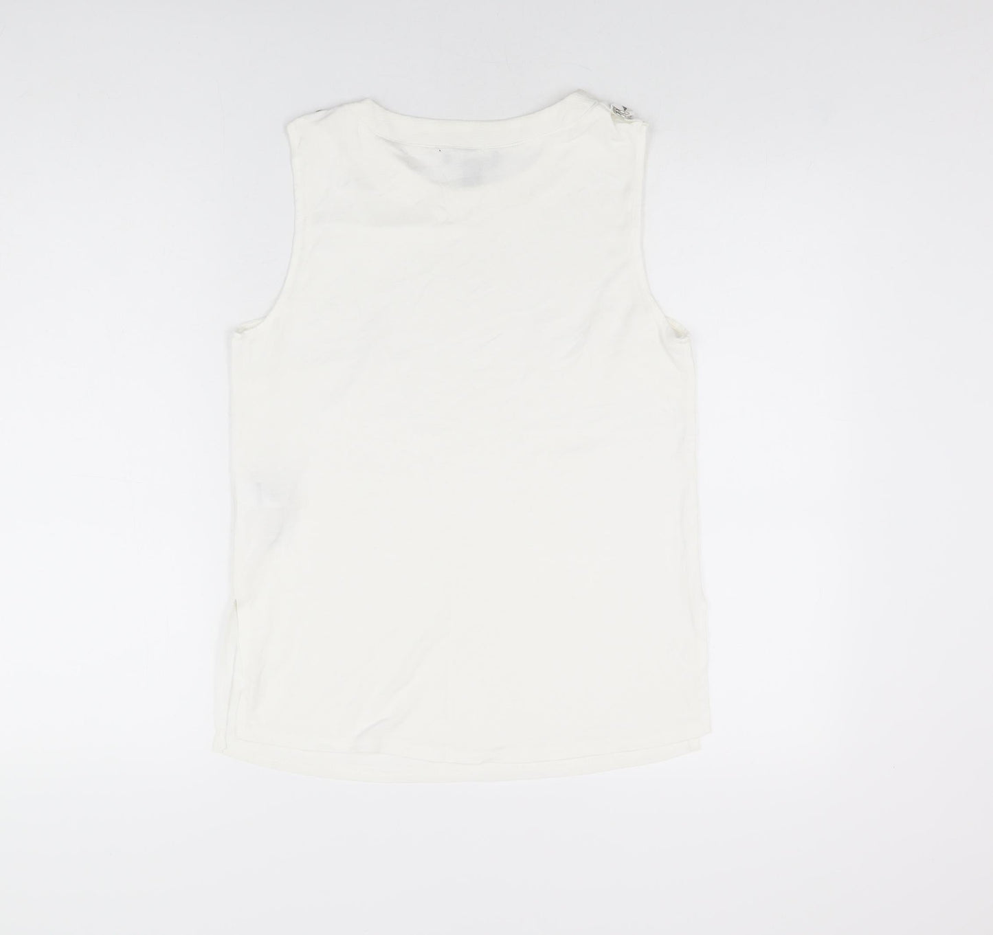 New Look Womens White Polyester Basic T-Shirt Size 8 Round Neck