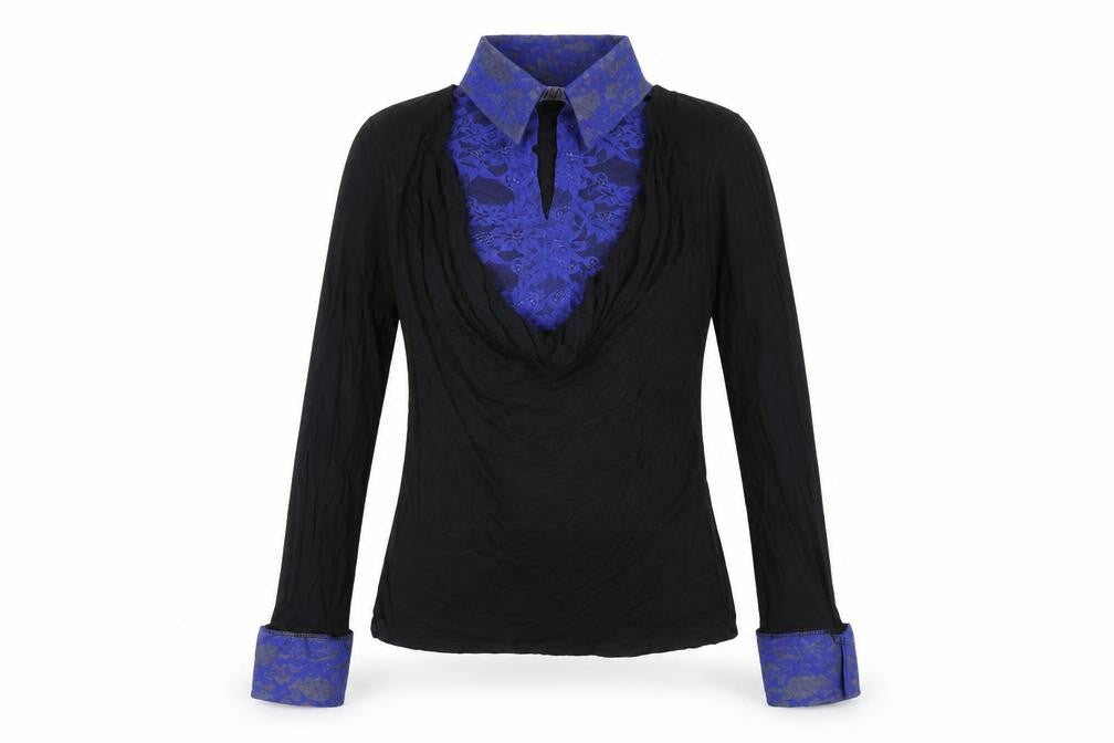 Lili Womens Black Viscose Basic T-Shirt Size 16 Collared