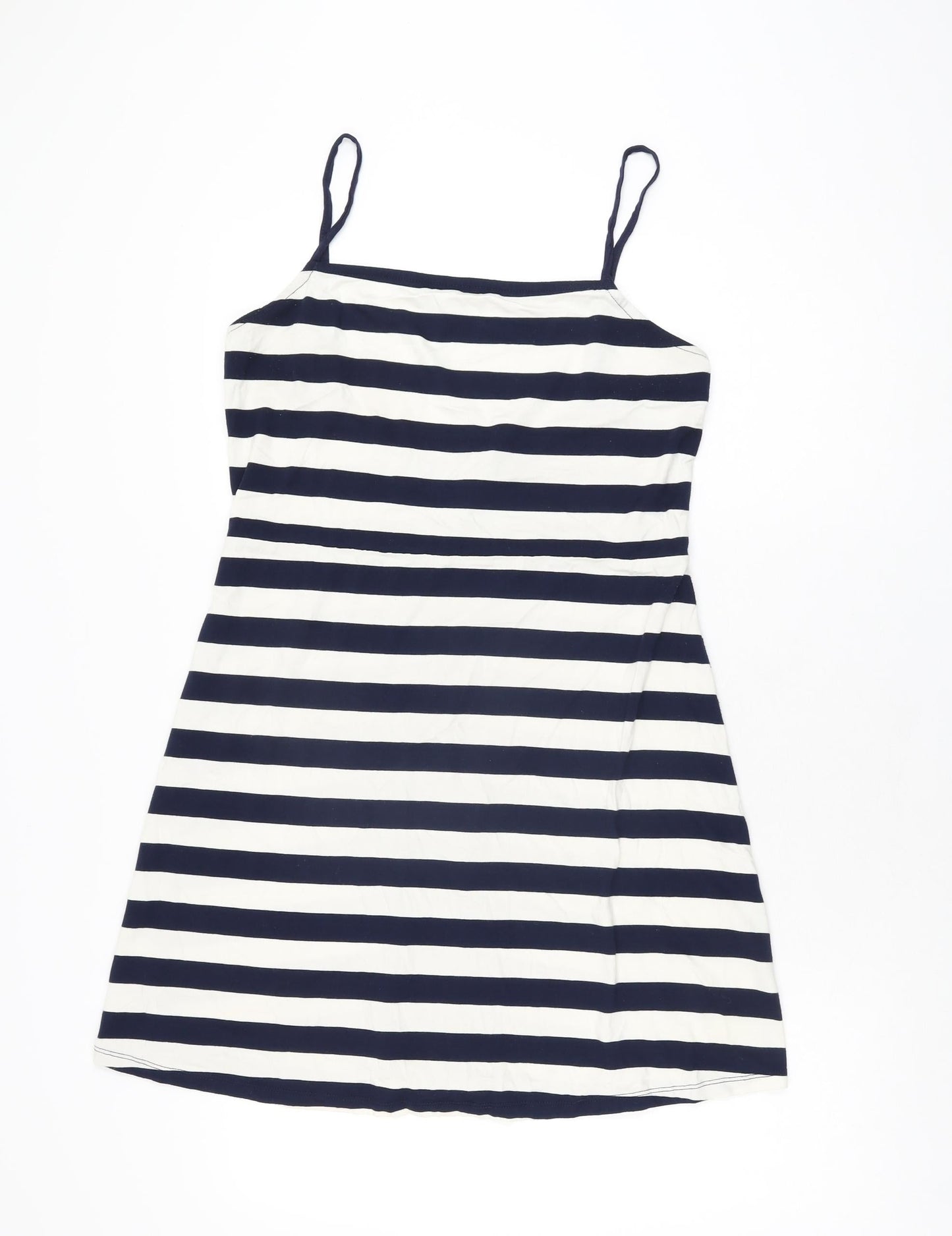 ASOS Womens White Striped Polyester Mini Size 16 Square Neck Pullover