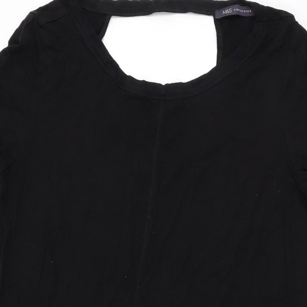 Marks and Spencer Womens Black Viscose Shift Size 14 Round Neck Pullover