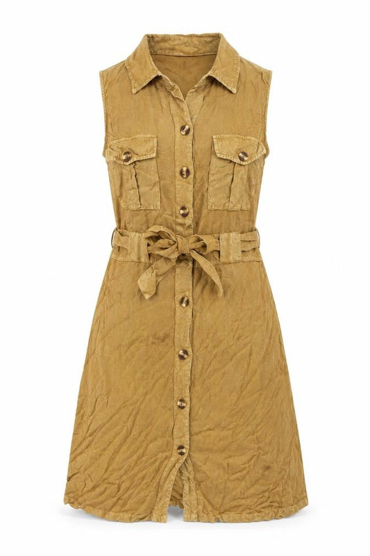 Klass Womens Brown Viscose Shirt Dress Size 10 Collared Button