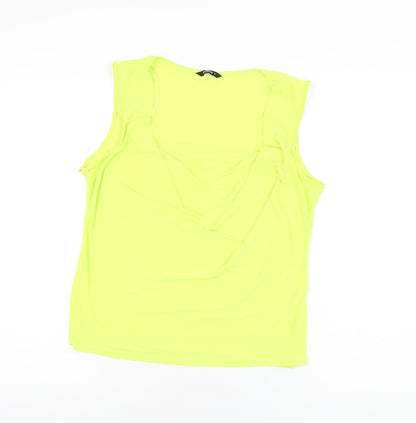 Additional front view of Roman women’s yellow polyester basic t-shirt, size UK 16, cowl neck
