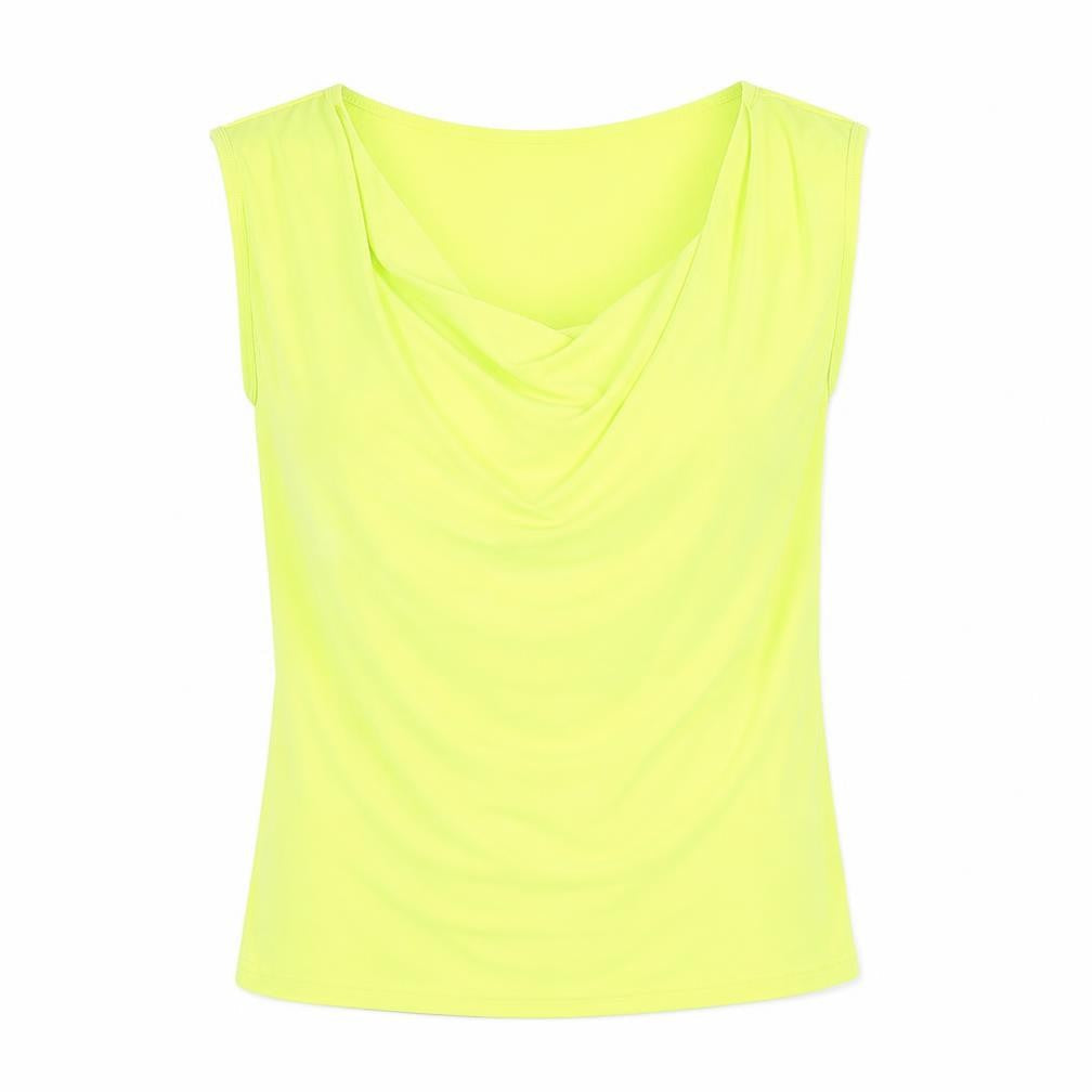 Roman Womens Yellow Polyester Basic T-Shirt Size 16 Cowl Neck