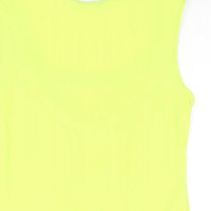 Brand and care label for Roman women’s yellow polyester basic t-shirt, size UK 16, cowl neck