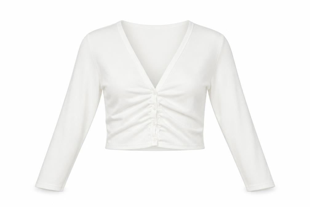 Zara Womens White Polyester Basic Button-Up Size M V-Neck