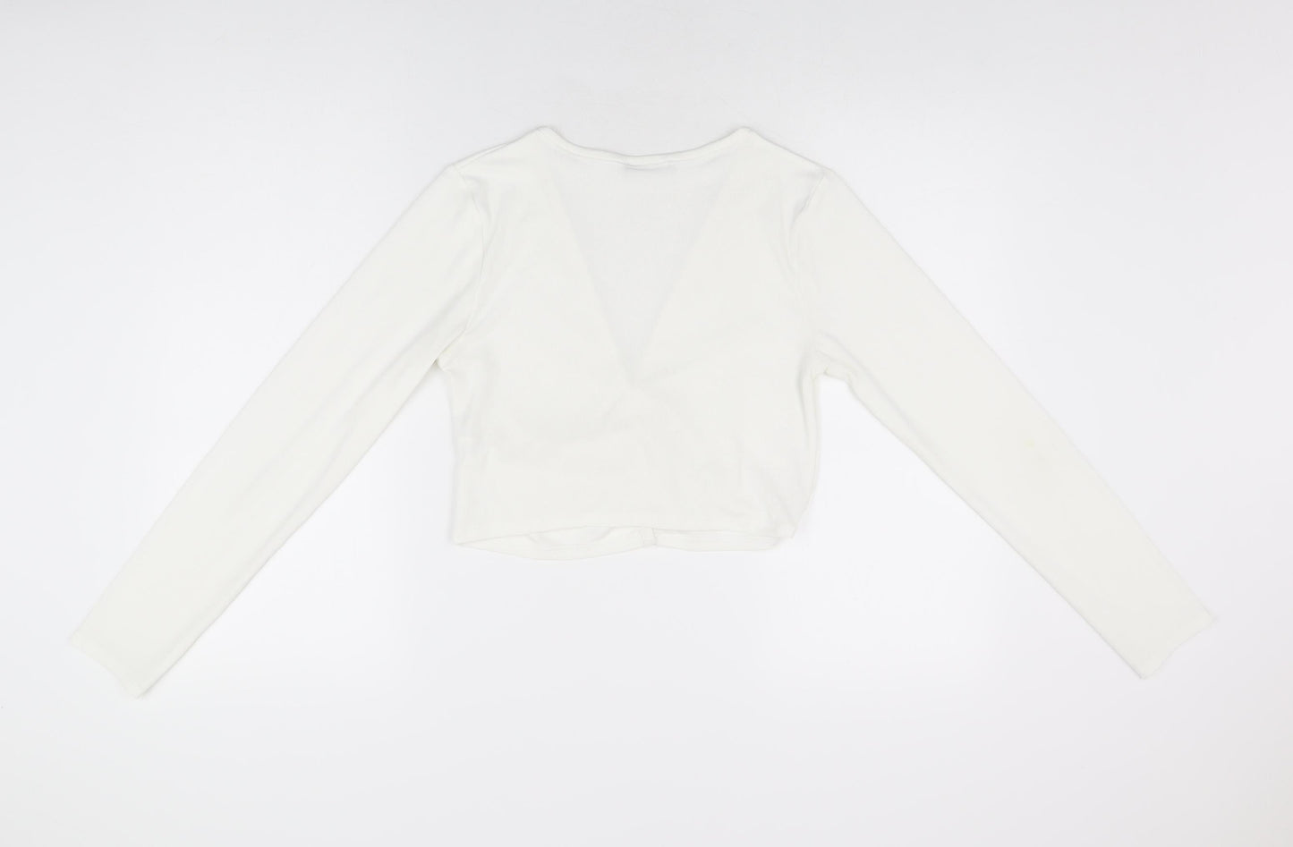 Zara Womens White Polyester Basic Button-Up Size M V-Neck