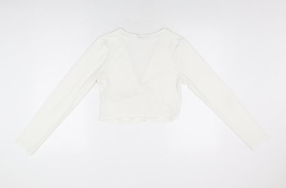 Zara Womens White Polyester Basic Button-Up Size M V-Neck