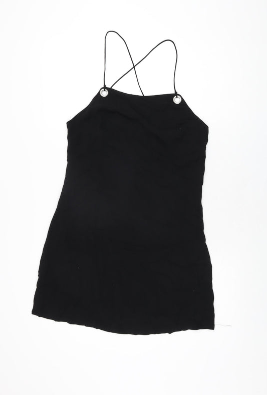 Urban Outfitters Womens Black Viscose Mini Size M Square Neck Zip