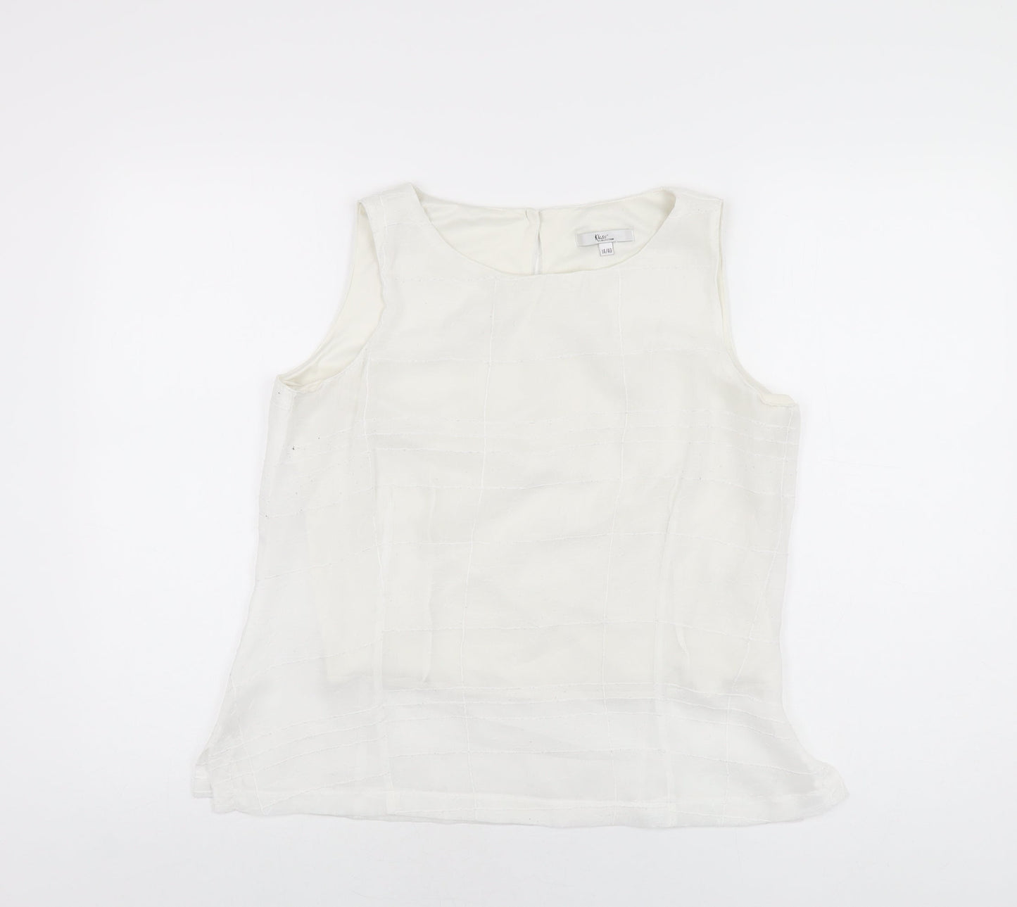 Klass Womens White Polyester Basic T-Shirt Size 14 Scoop Neck