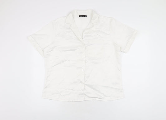 Boohoo Womens White Solid Polyester Top Pyjama Top Size 14 Button - Bride