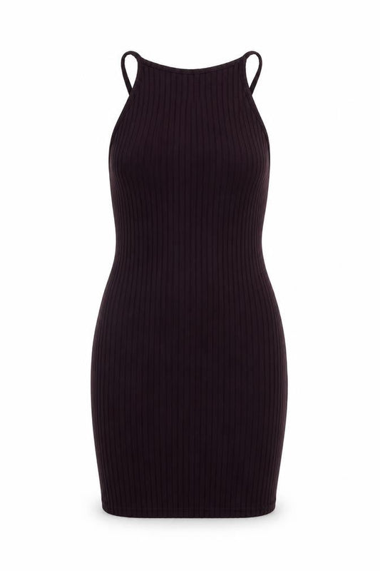 Front view of Missguided women’s purple polyester bodycon, size UK 4, square neck tie